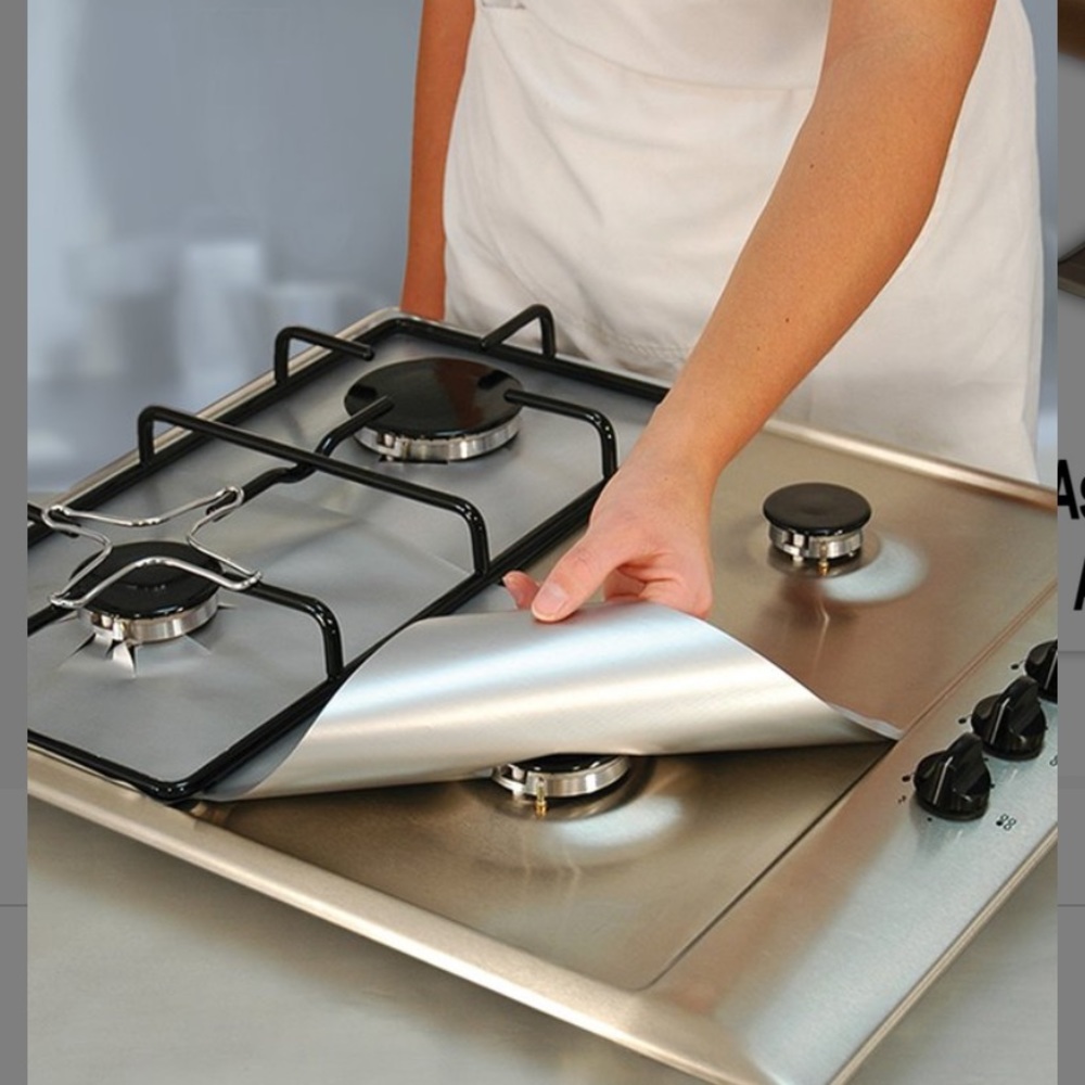 NEW set of 4 Silver gas range protector